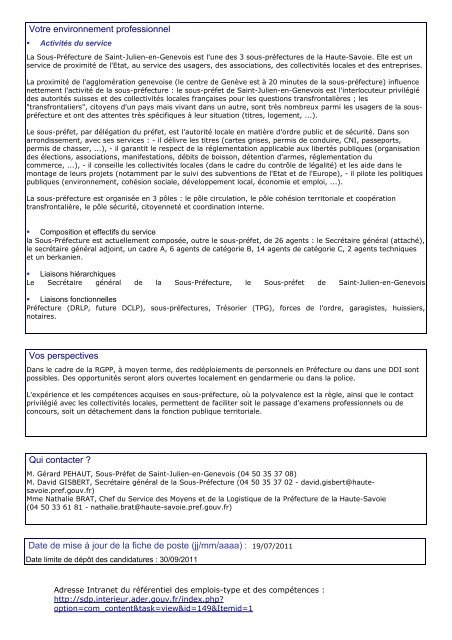 Fiche poste C SP St Julien RÃ©gisseur-PREF 74.pdf - BRIEP Rhone ...