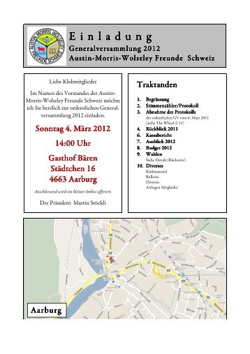 Einladung - Austin-Morris-Wolseley Freunde Schweiz