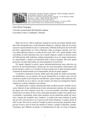 Anna Maria Compagna I risvolti sovranazionali dell'identitÃ  catalana ...