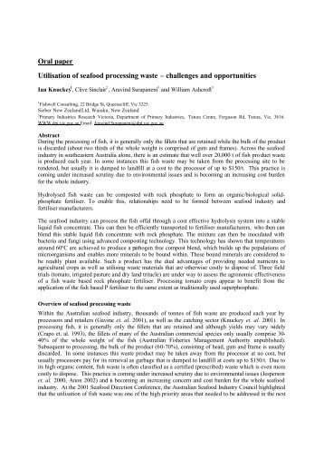 Utilisation of seafood processing waste - Fishwell Consulting