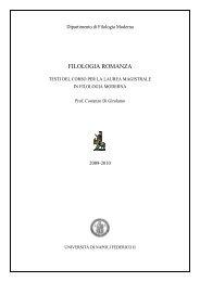 FILOLOGIA ROMANZA - Dipartimento di Filologia Moderna