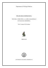 FILOLOGIA ROMANZA - Dipartimento di Filologia Moderna