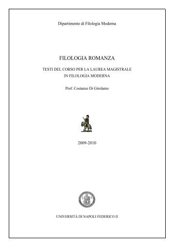 FILOLOGIA ROMANZA - Dipartimento di Filologia Moderna