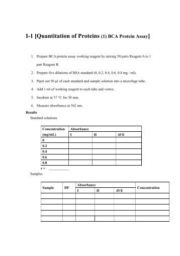 I-1 [Quantitation of Proteins (1) BCA Protein Assay]