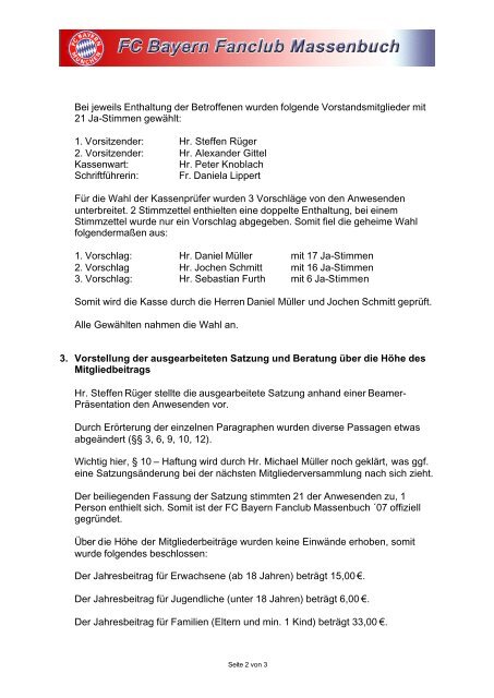 Gründungsversammlung - FC  Bayern Fanclub Massenbuch