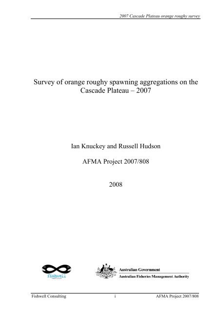 Survey of orange roughy spawning aggregations on the Cascade ...