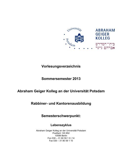 Abraham Geiger Kolleg - Zentrum JÃ¼dische Studien Berlin ...