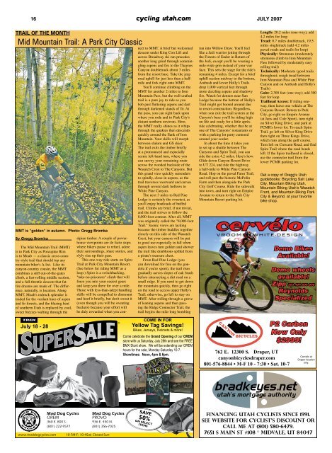 July 2007 Issue - Cycling Utah