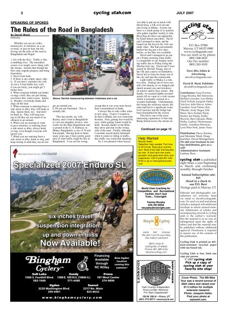 July 2007 Issue - Cycling Utah