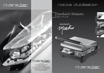 Sandwich Maestro notice d'utilisation - Riviera et Bar