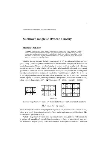 Súčinové magické štvorce a kocky - Katedra matematiky