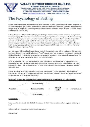 The Psychology of Batting - Queensland Cricket