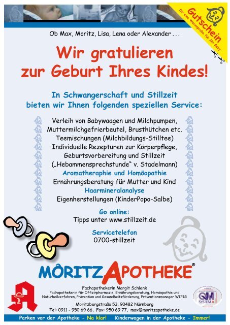 Wir gratulieren zur Geburt Ihres Kindes! - Moritz Apotheke