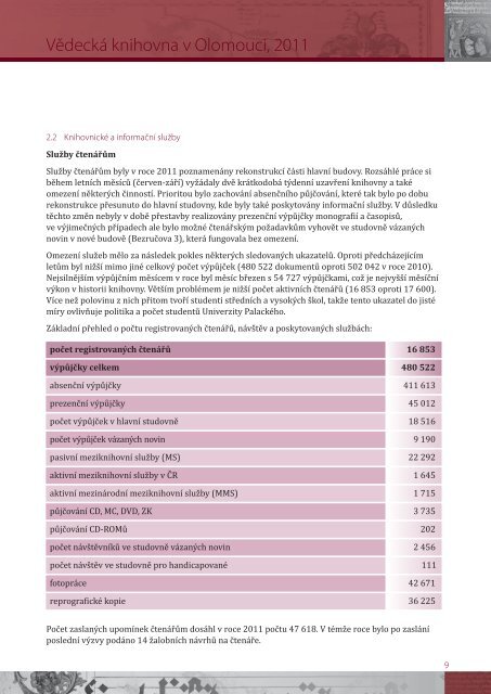 2011 - VÄdeckÃ¡ knihovna v Olomouci