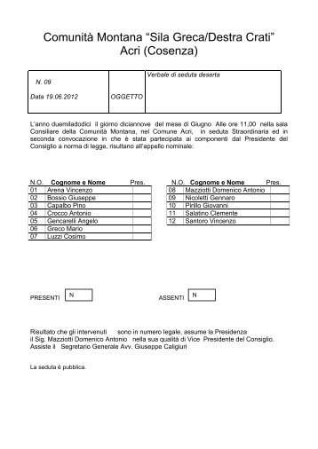 ComunitÃ  Montana âSila Greca/Destra Cratiâ Acri (Cosenza)