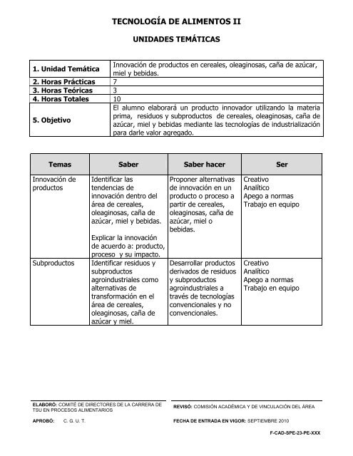 TECNOLOG A DE ALIMENTOS
