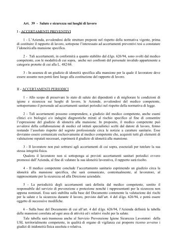 Art. 39 - Salute e sicurezza sui luoghi di lavoro I ... - Federambiente