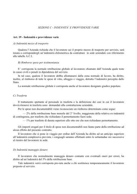 Indennità e provvidenze varie - Federambiente