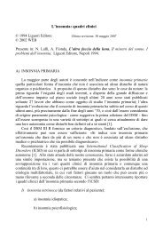 L'insonnia: quadri clinici - Centro di Psicoterapia Dinamica