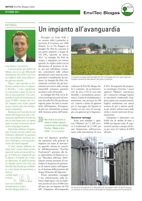 Notizie EnviTec Biogas Italia Ottobre 2011