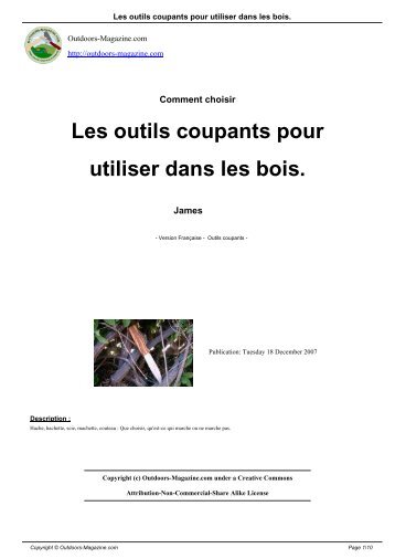 Les outils coupants pour utiliser dans les bois.