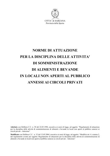 di somministrazione di alimenti e bevande in locali non aperti al ...