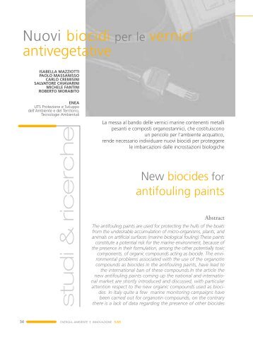 Nuovi biocidi per le vernici antivegetative - Enea