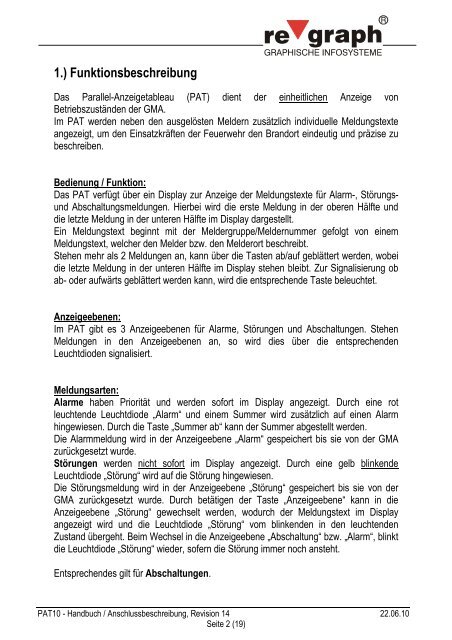 Parallel-Anzeigetableau (PAT) Handbuch ... - regraph GmbH