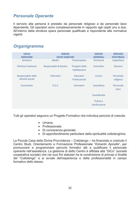 CARTA DEI SERVIZI - Assistenza - Cottolengo