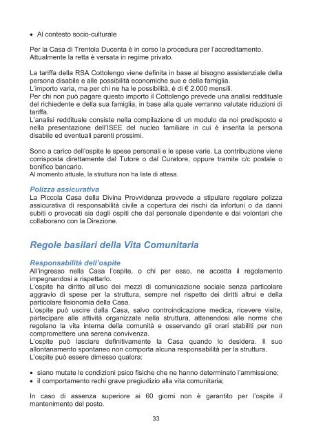 CARTA DEI SERVIZI - Assistenza - Cottolengo