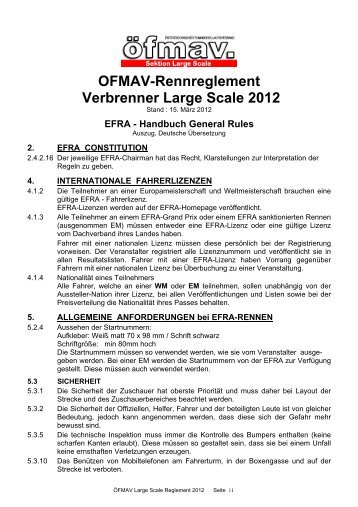 OFMAV-Rennreglement Verbrenner Large Scale 2012