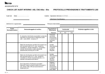 CHECK LIST AUDIT INTERNO ASL CN2 Alba