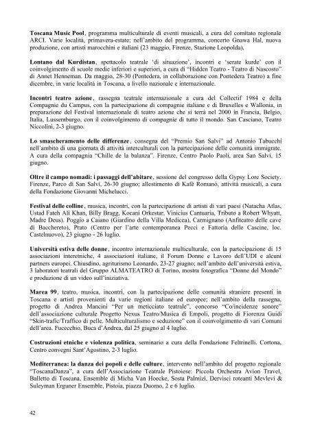 Porto Franco. I documenti del progetto, 1998-2001 - Regione Toscana