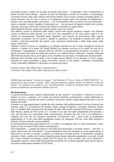 Porto Franco. I documenti del progetto, 1998-2001 - Regione Toscana