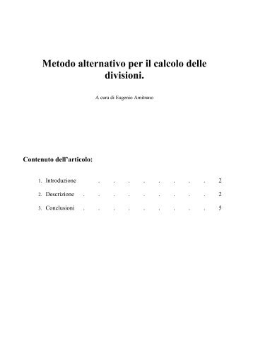 Metodo alternativo per il calcolo delle divisioni - atuttoportale