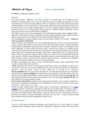 NOTIZIE DI EQUA n° 6 per nutrire la vita - Consorzio della Quarantina