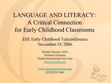 LANGUAGE AND LITERACY: A Critical Connection for Early ... - TATS