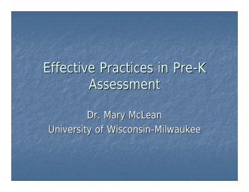 Effective Practices in Pre-K Assessment - TATS