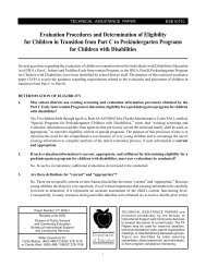 Evaluation Procedures and Determination of Eligibility for Children in