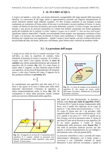 3 - IL FLUIDO ACQUA 3.1 - La pressione dell'acqua - Crestsnc.it