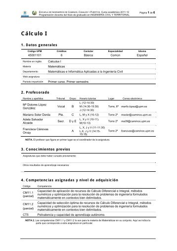 guía de la asignatura - ETSI Caminos Canales y Puertos