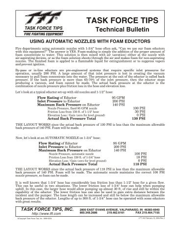 Using Automatic Nozzles w/ Foam Eductors - Task Force Tips