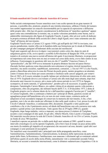 Il fondo manifesti del Circolo Culturale Anarchico di Carrara Nella ...
