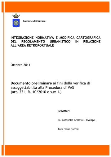 Documento preliminare ai fini della verifica di assoggettabilitÃ  alla ...