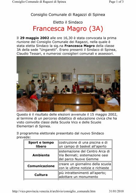 Elezione del Consiglio Comunale [t] - Scuolavicospinea.it