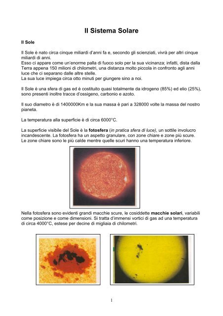 Il Sistema Solare - Scuolapiancavallo.it