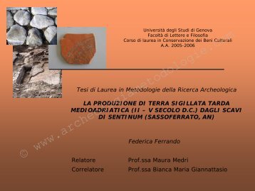Tesi di Laurea in Metodologie della Ricerca Archeologica LA ...