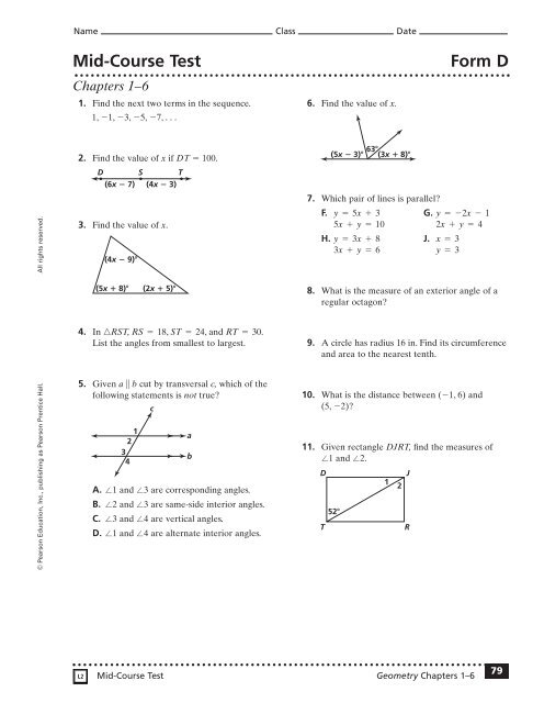 Mid-Course Test Form D