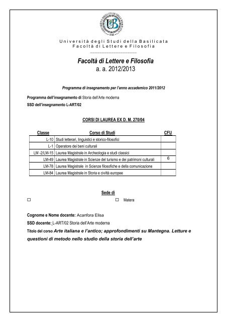 Storia dell'Arte moderna, 2012-2013, ACANFORA Elisa