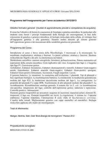 Microbiologia Generale a Applicata